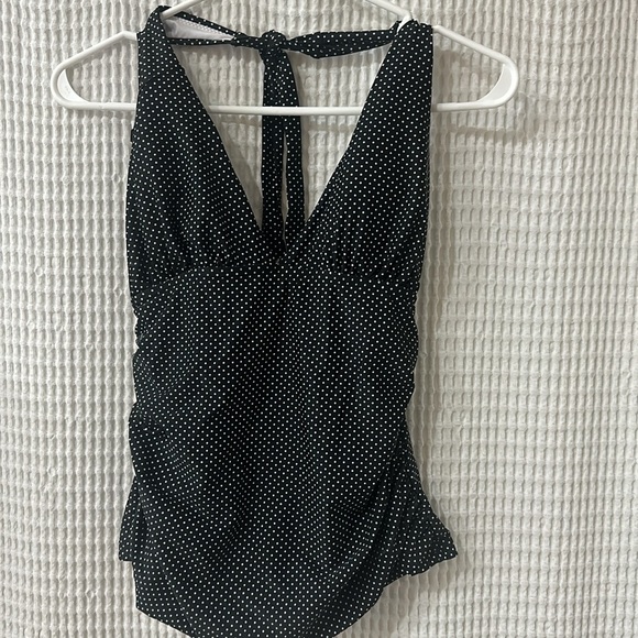 2/$15 NWOT Hilor Black and White Polka Dot Tankini Top - Size 10 - Picture 7 of 10